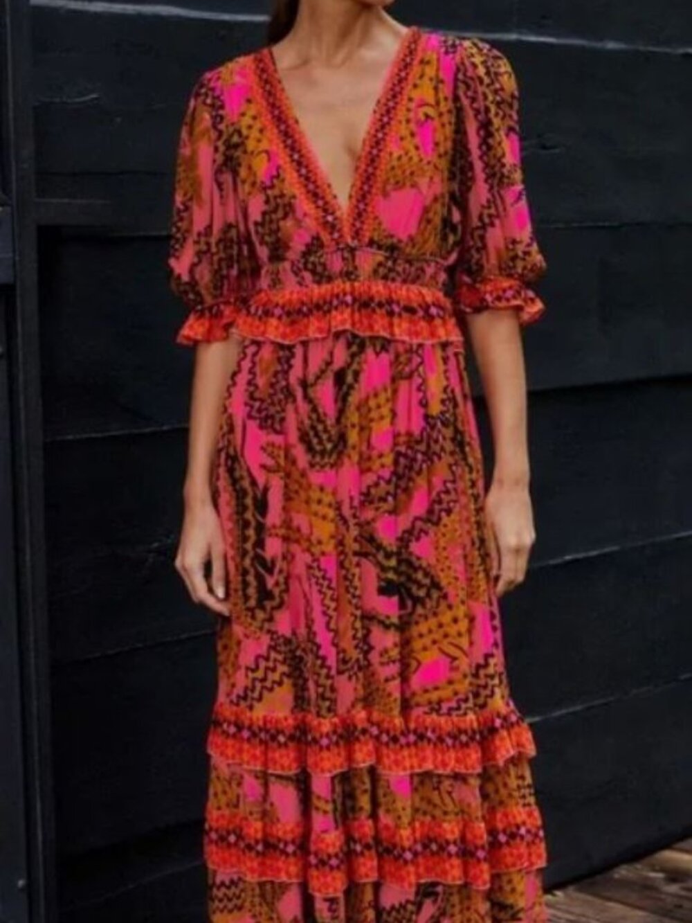 FARM Rio Pink Croco Maxi Dress sz XS NWT